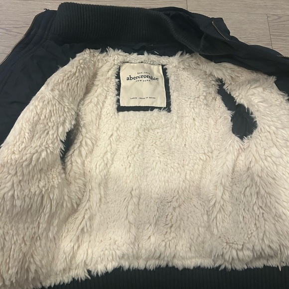 Abercrombie Fitch Jacket Girls Large Blue Full Zip Hooded Fleece Down * - Picture 2 of 5